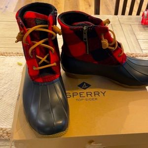 Sperry Red Plaid Rainboots